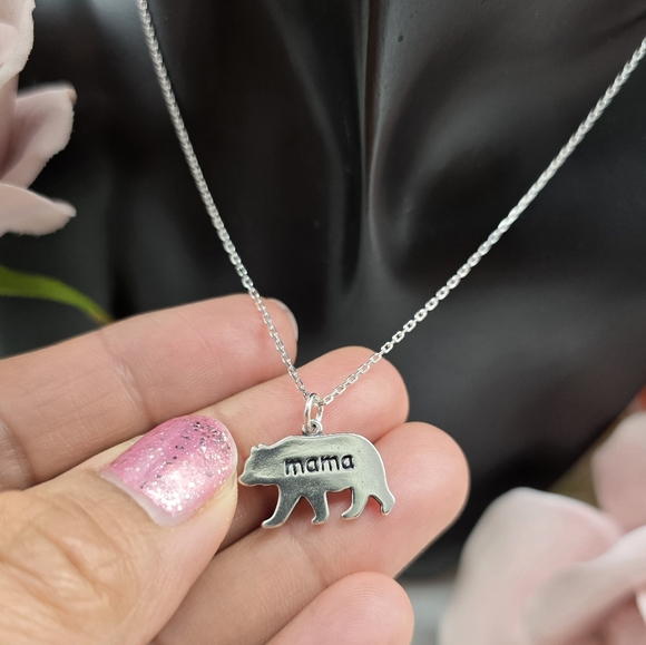 ♥️ MAMA BEAR STERLING SILVER NECKLACE - Picture 3 of 3